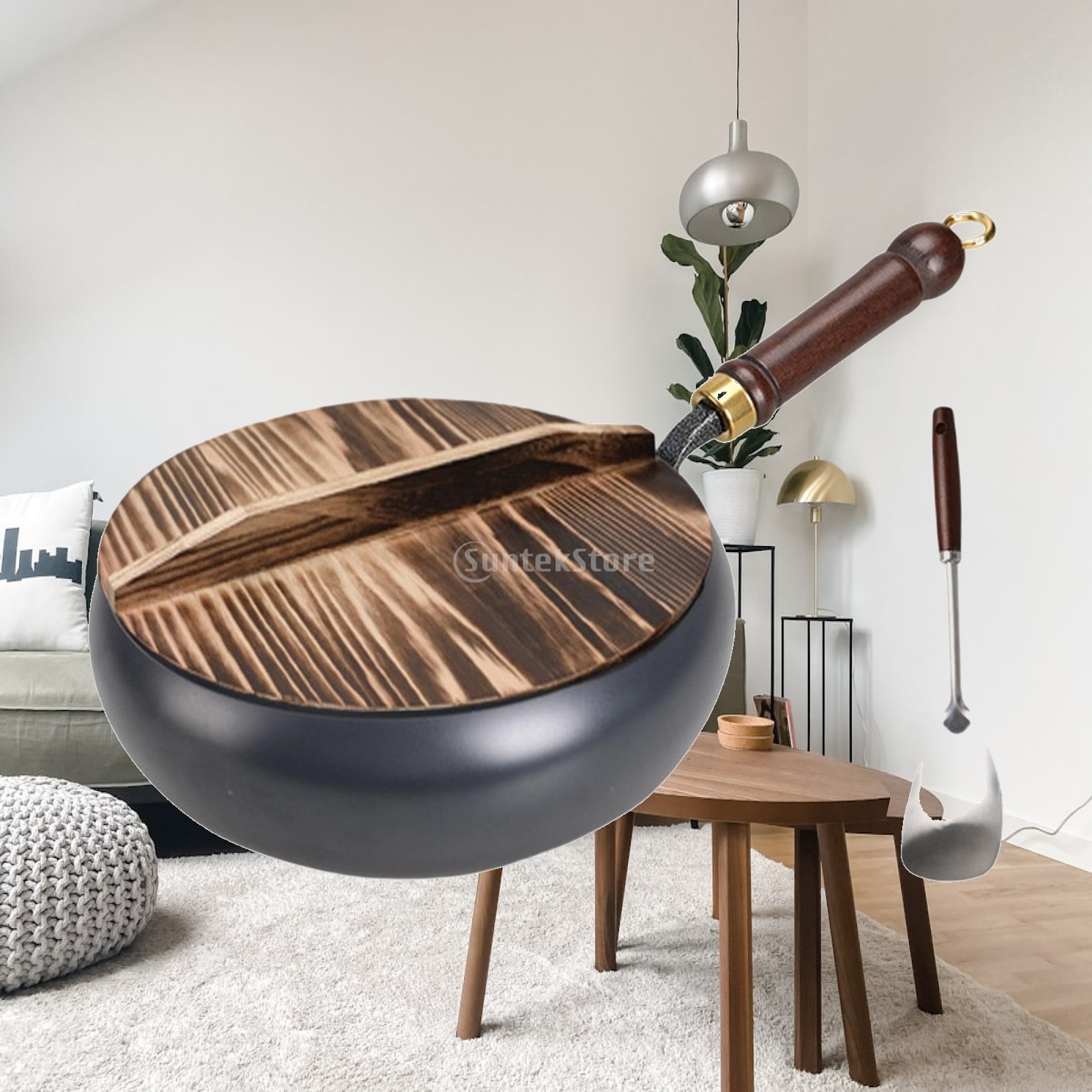 Wok Electric Flat - Wok para Saltear, Antiadherente, de Hierro,