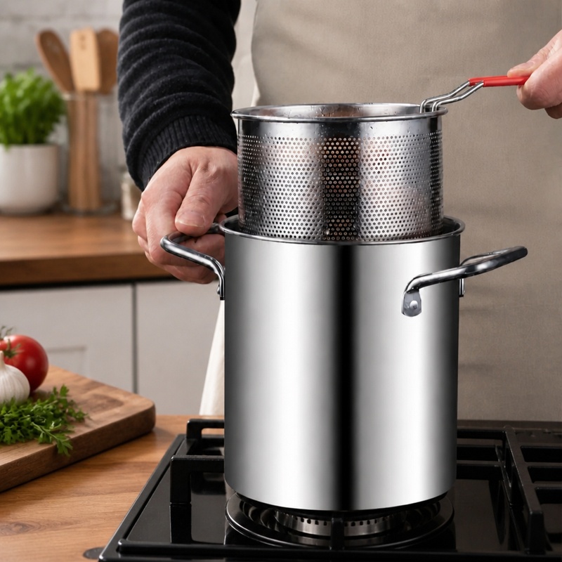 Deep Fryer Stainless - Olla para Freír Profunda de Acero