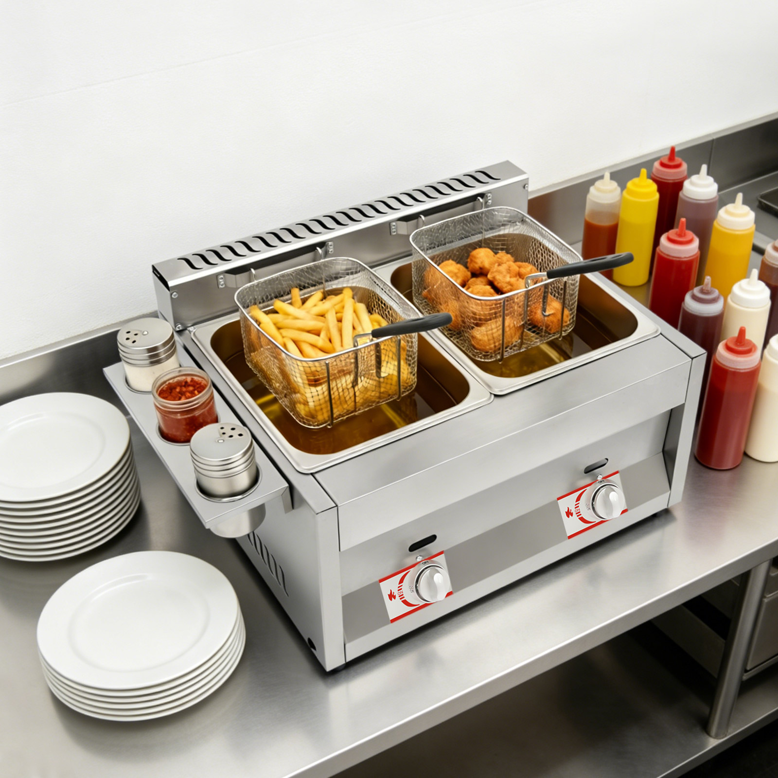 Freidora comercial de doble ta - Deep Fryer Stainless reseña y precio