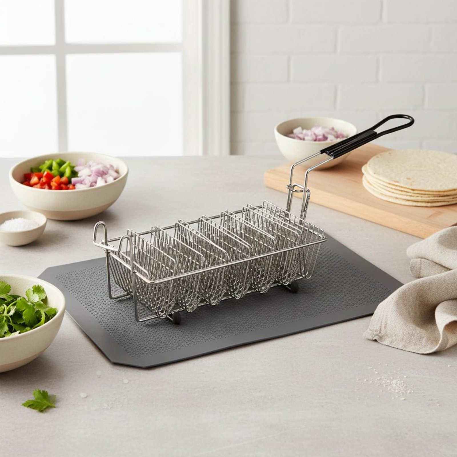 Cesta para freír tacos y torti - Deep Fryer Stainless reseña y precio