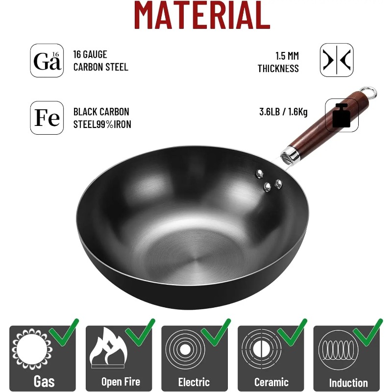 Wok de Fondo Plano de 32 cm, S - Wok Electric Flat reseña y precio